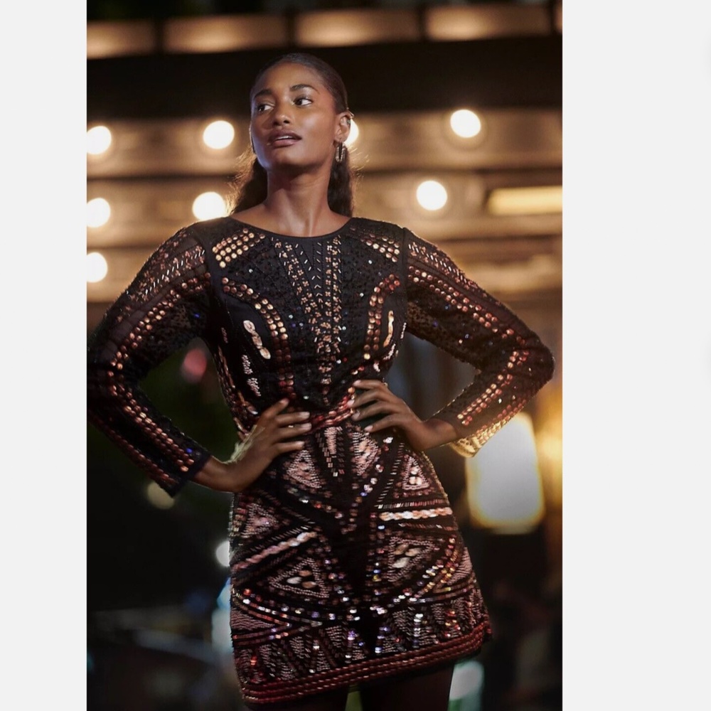 NEW Anthropologie Let Me Be Beaded Mini Dress - Medium (Never Worn)